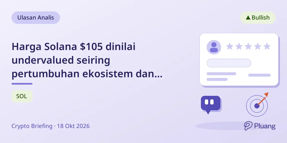 Harga Solana $105 dinilai undervalued seiring pertumbuhan ekosistem dan volume transaksi yang kuat.