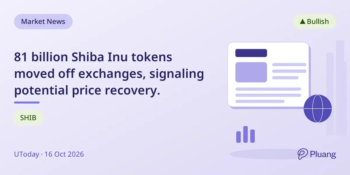 81 billion Shiba Inu tokens moved off exchanges, signaling potential price recovery.