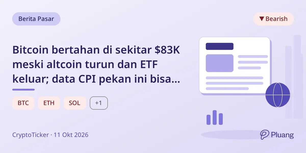 Bitcoin bertahan di sekitar $83K meski altcoin turun dan ETF keluar; data CPI pekan ini bisa pengaruhi pasar.