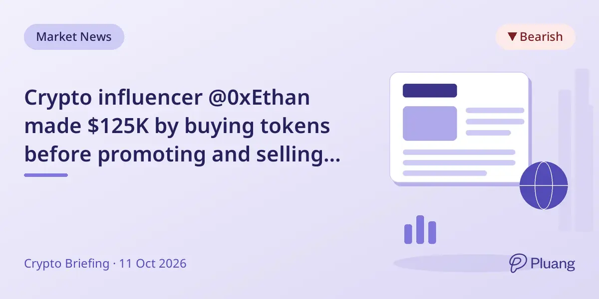 Crypto influencer @0xEthan made $125K by buying tokens before promoting and selling quickly after.