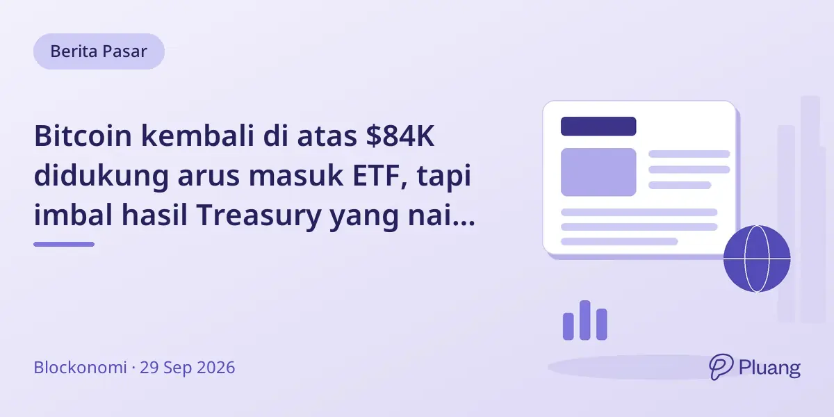 Bitcoin kembali di atas $84K didukung arus masuk ETF, tapi imbal hasil Treasury yang naik tekan minat risiko