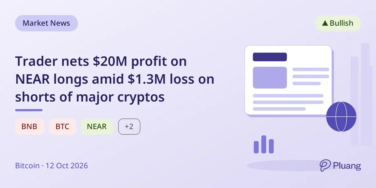 Trader nets $20M profit on NEAR longs amid $1.3M loss on shorts of major cryptos