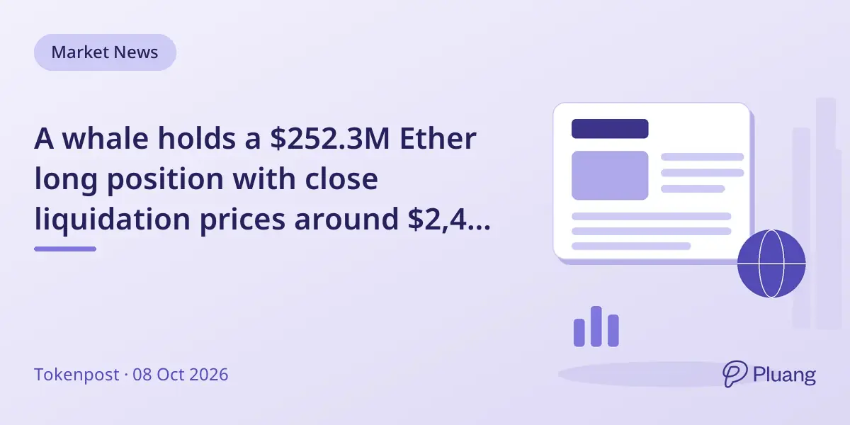 A whale holds a $252.3M Ether long position with close liquidation prices around $2,445 per ETH.