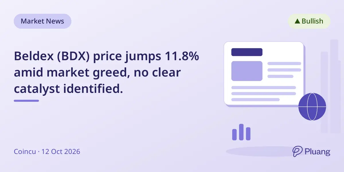 Beldex (BDX) price jumps 11.8% amid market greed, no clear catalyst identified.