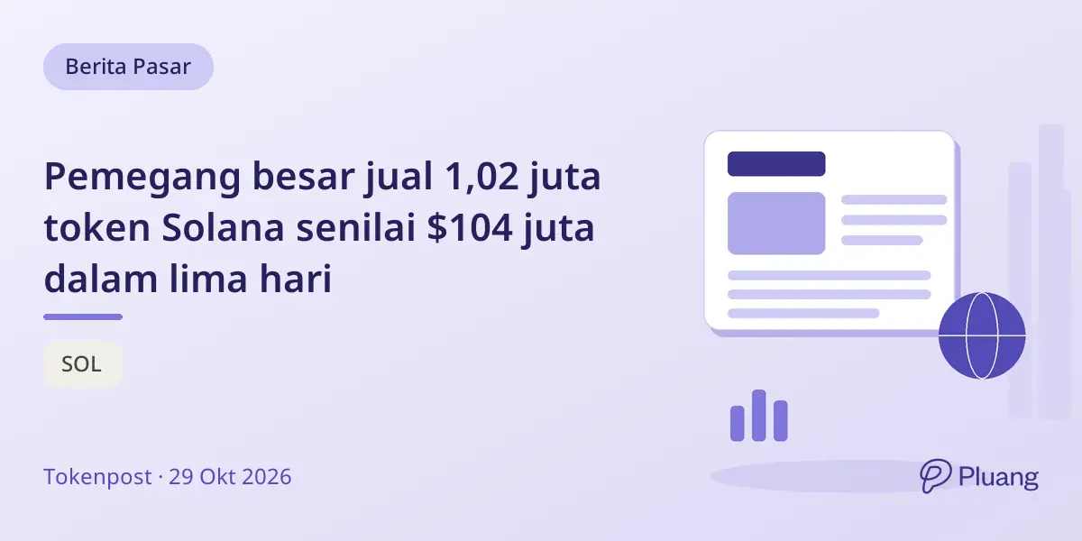 Pemegang besar jual 1,02 juta token Solana senilai $104 juta dalam lima hari
