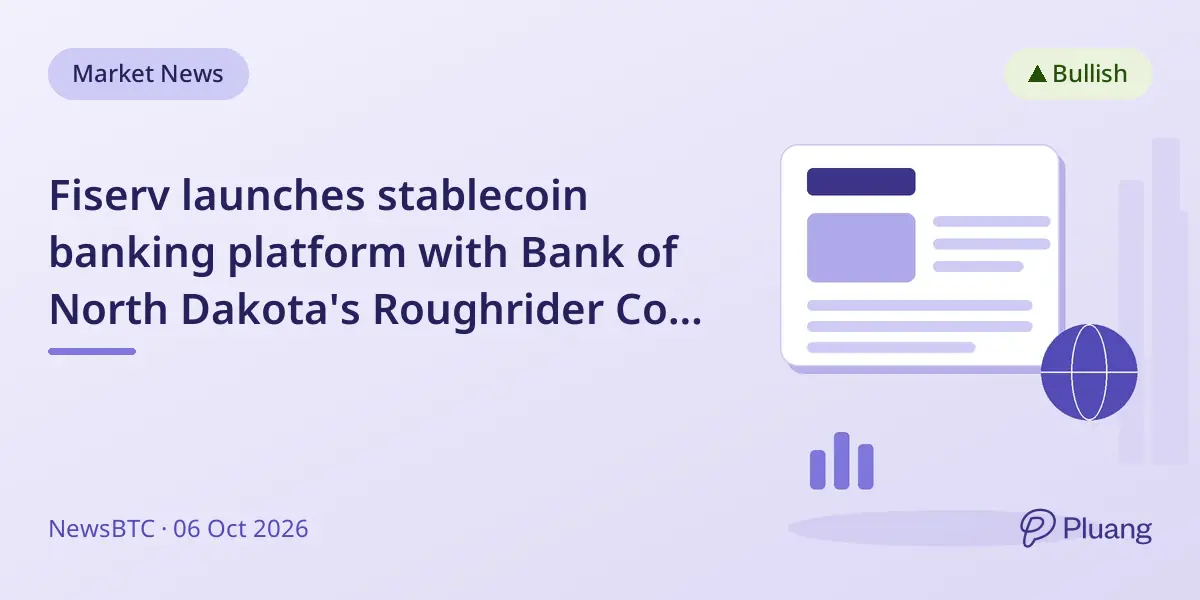 Fiserv launches stablecoin banking platform with Bank of North Dakota's Roughrider Coin live.