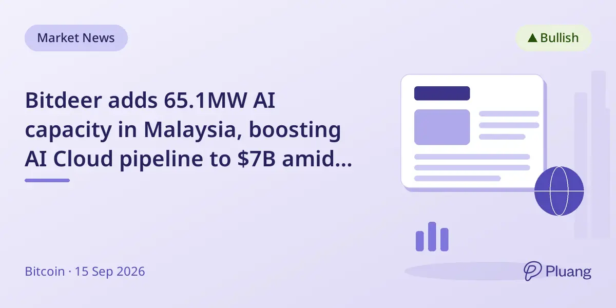 Bitdeer adds 65.1MW AI capacity in Malaysia, boosting AI Cloud pipeline to $7B amid bitcoin mining shift.