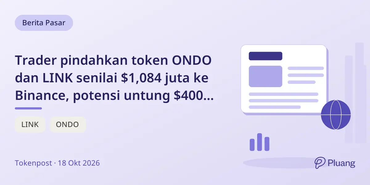 Trader pindahkan token ONDO dan LINK senilai $1,084 juta ke Binance, potensi untung $400 ribu.