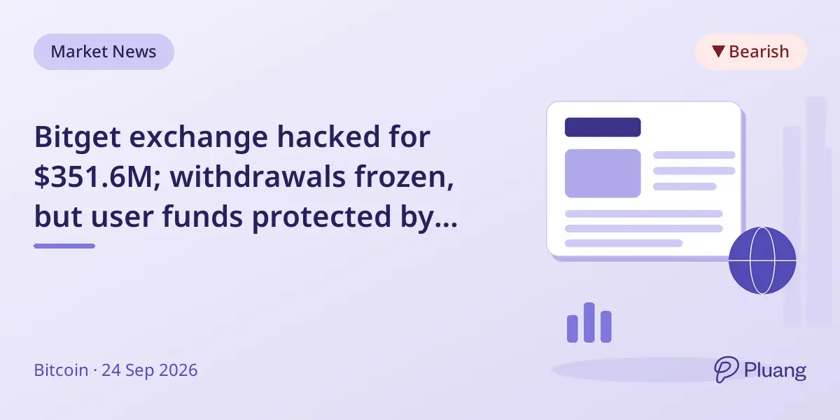 Bitget exchange hacked for $351.6M; withdrawals frozen, but user funds protected by $464M fund.