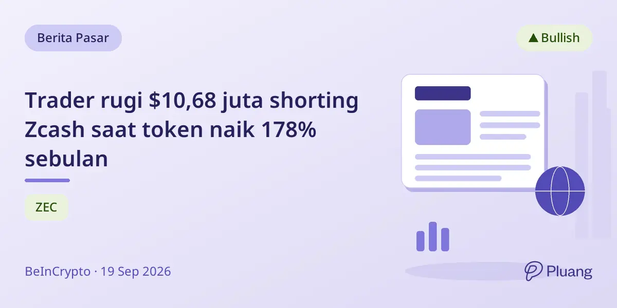 Trader rugi $10,68 juta shorting Zcash saat token naik 178% sebulan