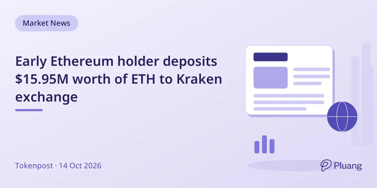 Early Ethereum holder deposits $15.95M worth of ETH to Kraken exchange
