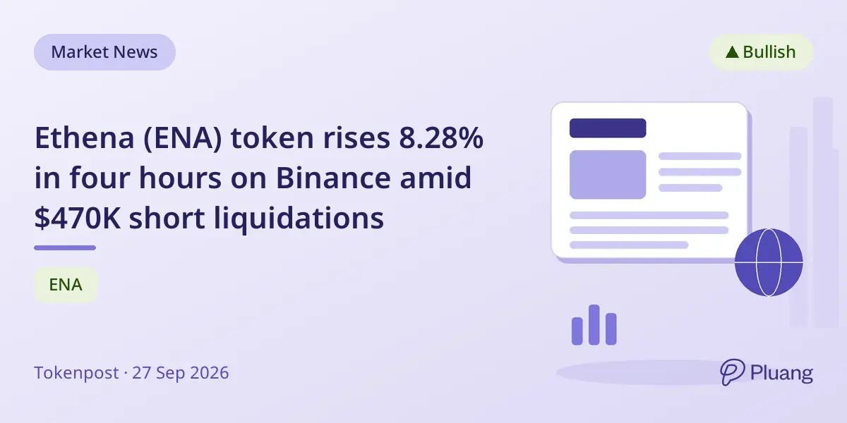 Ethena (ENA) token rises 8.28% in four hours on Binance amid $470K short liquidations