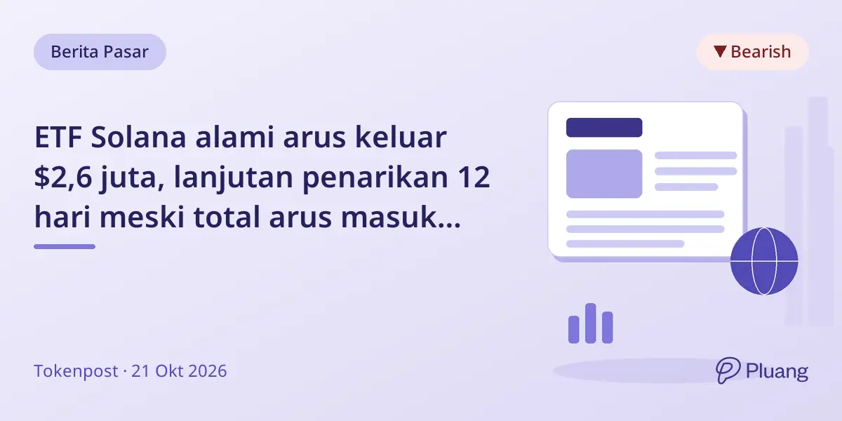 ETF Solana alami arus keluar $2,6 juta, lanjutan penarikan 12 hari meski total arus masuk $1,54 miliar