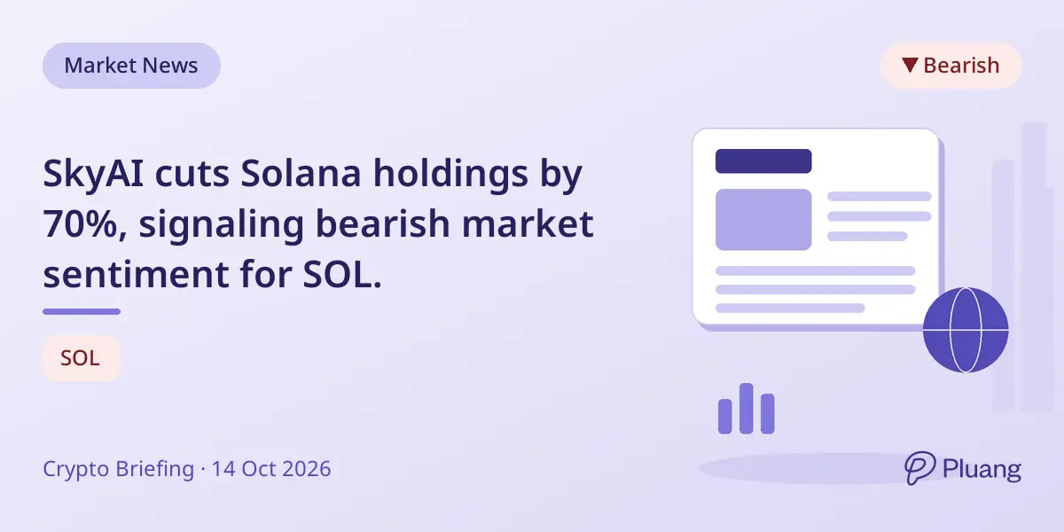 SkyAI cuts Solana holdings by 70%, signaling bearish market sentiment for SOL.