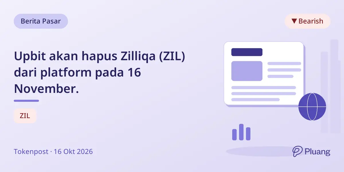 Upbit akan hapus Zilliqa (ZIL) dari platform pada 16 November.