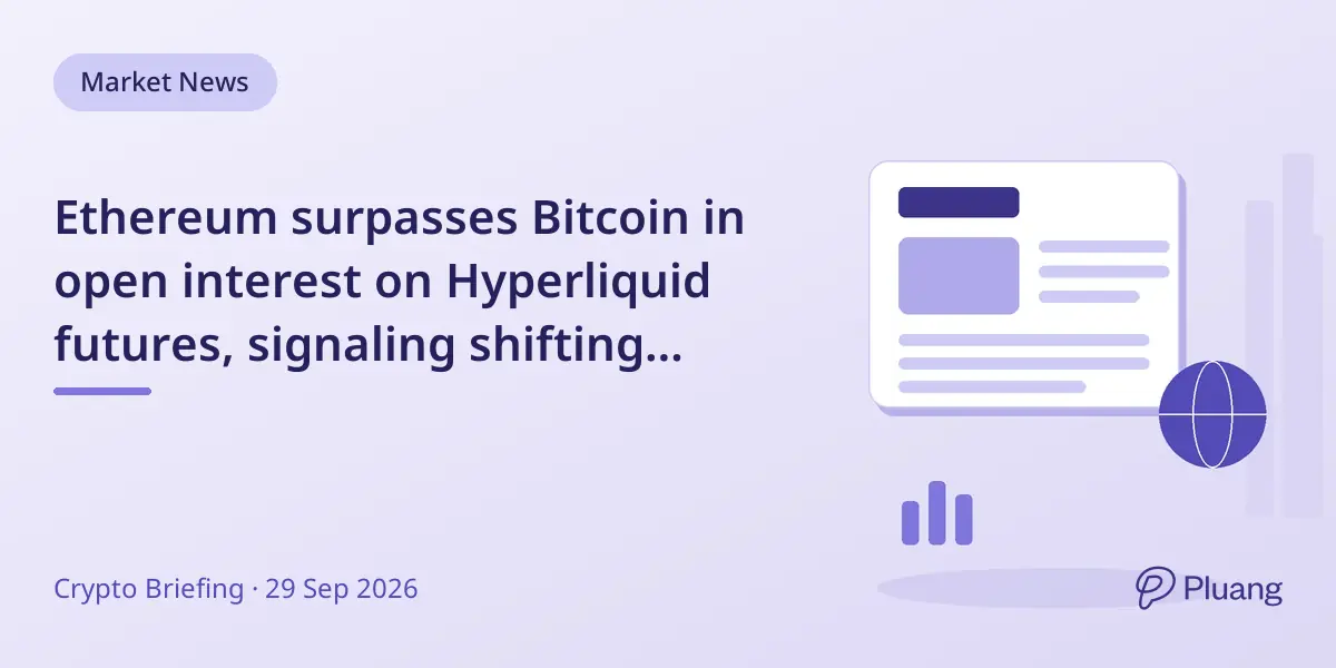 Ethereum surpasses Bitcoin in open interest on Hyperliquid futures, signaling shifting trader sentiment.