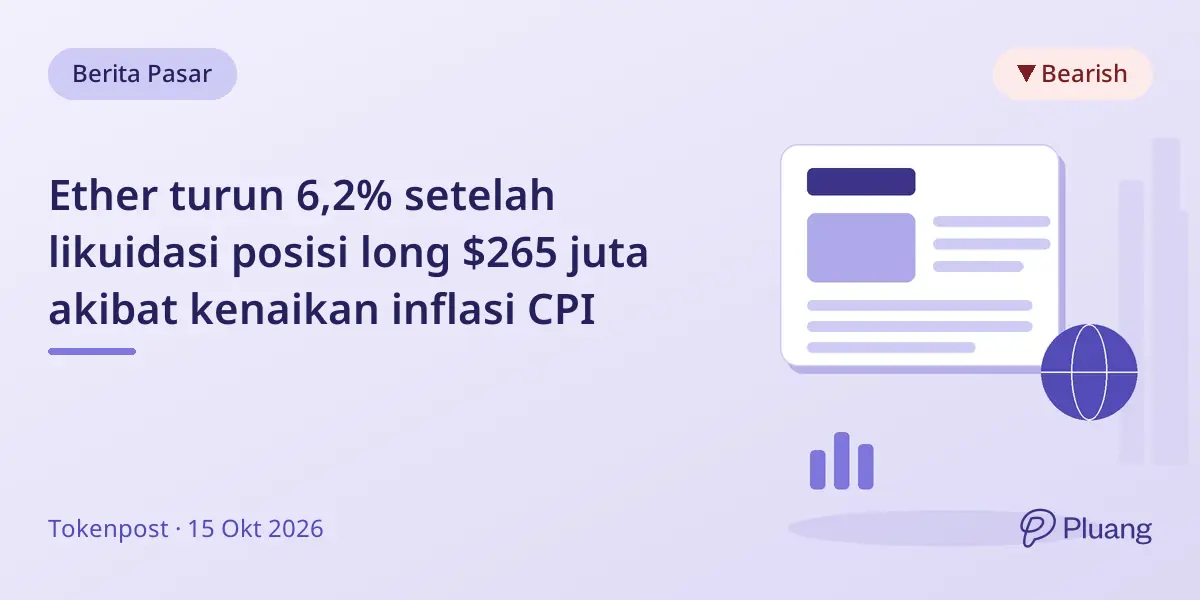 Ether turun 6,2% setelah likuidasi posisi long $265 juta akibat kenaikan inflasi CPI