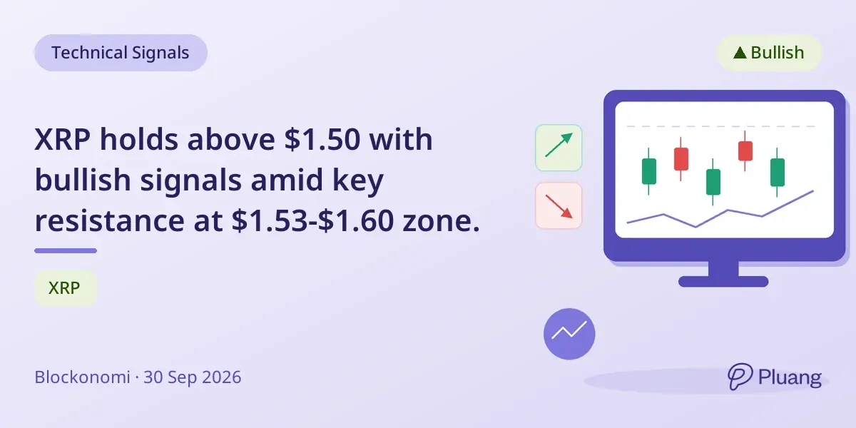 XRP holds above $1.50 with bullish signals amid key resistance at $1.53-$1.60 zone.