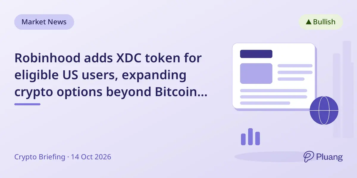 Robinhood adds XDC token for eligible US users, expanding crypto options beyond Bitcoin and Ether.