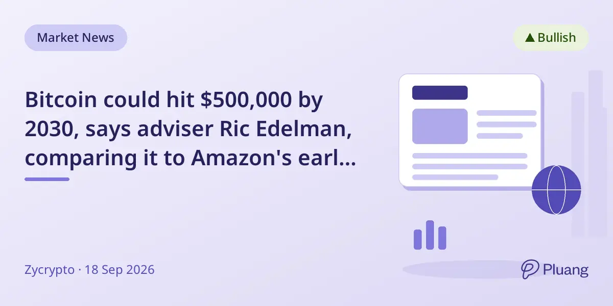 Bitcoin could hit $500,000 by 2030, says adviser Ric Edelman, comparing it to Amazon's early growth phase.
