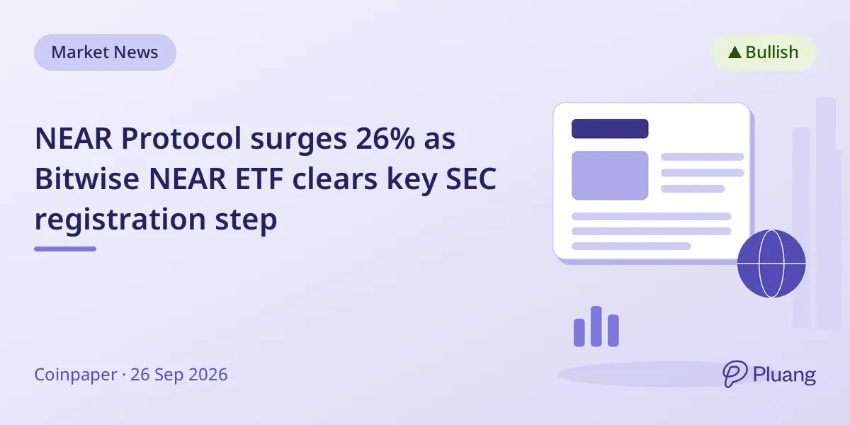 NEAR Protocol surges 26% as Bitwise NEAR ETF clears key SEC registration step