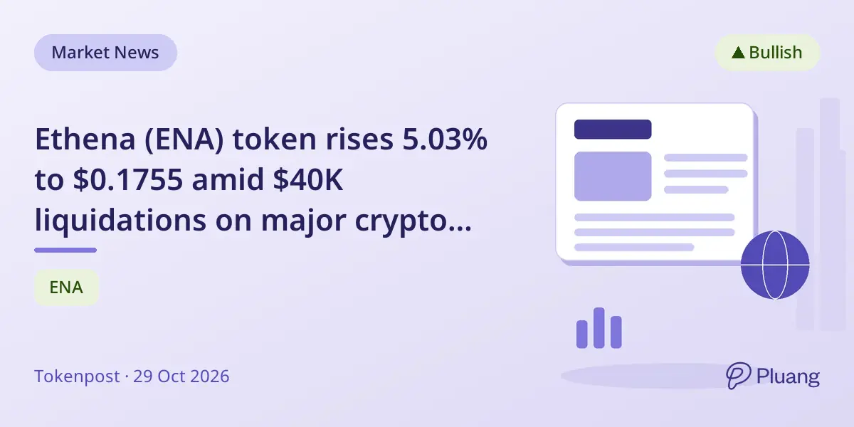 Ethena (ENA) token rises 5.03% to $0.1755 amid $40K liquidations on major crypto exchanges