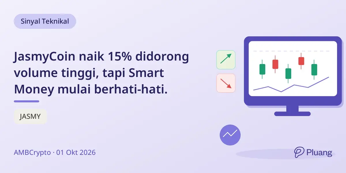JasmyCoin naik 15% didorong volume tinggi, tapi Smart Money mulai berhati-hati.