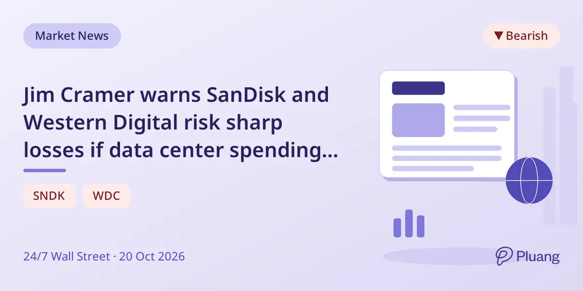 Jim Cramer warns SanDisk and Western Digital risk sharp losses if data center spending slows.