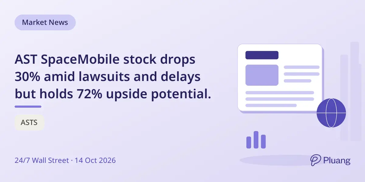 AST SpaceMobile stock drops 30% amid lawsuits and delays but holds 72% upside potential.