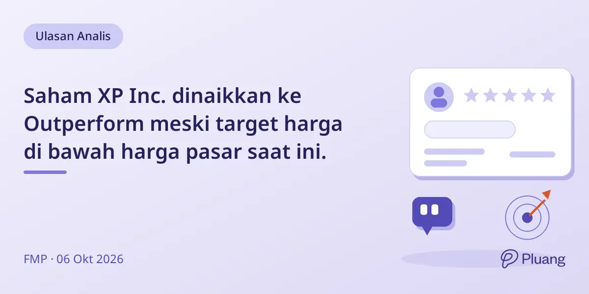 Saham XP Inc. dinaikkan ke Outperform meski target harga di bawah harga pasar saat ini.
