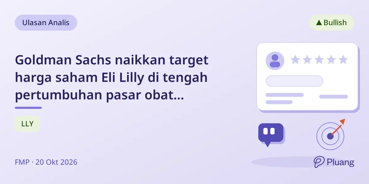 Goldman Sachs naikkan target harga saham Eli Lilly di tengah pertumbuhan pasar obat penurun berat badan.