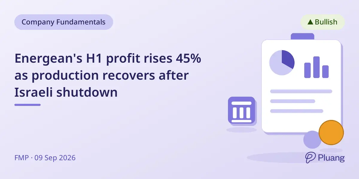Energean's H1 profit rises 45% as production recovers after Israeli shutdown