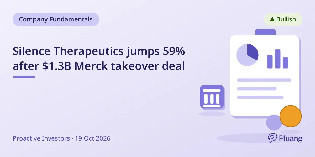 Silence Therapeutics jumps 59% after $1.3B Merck takeover deal