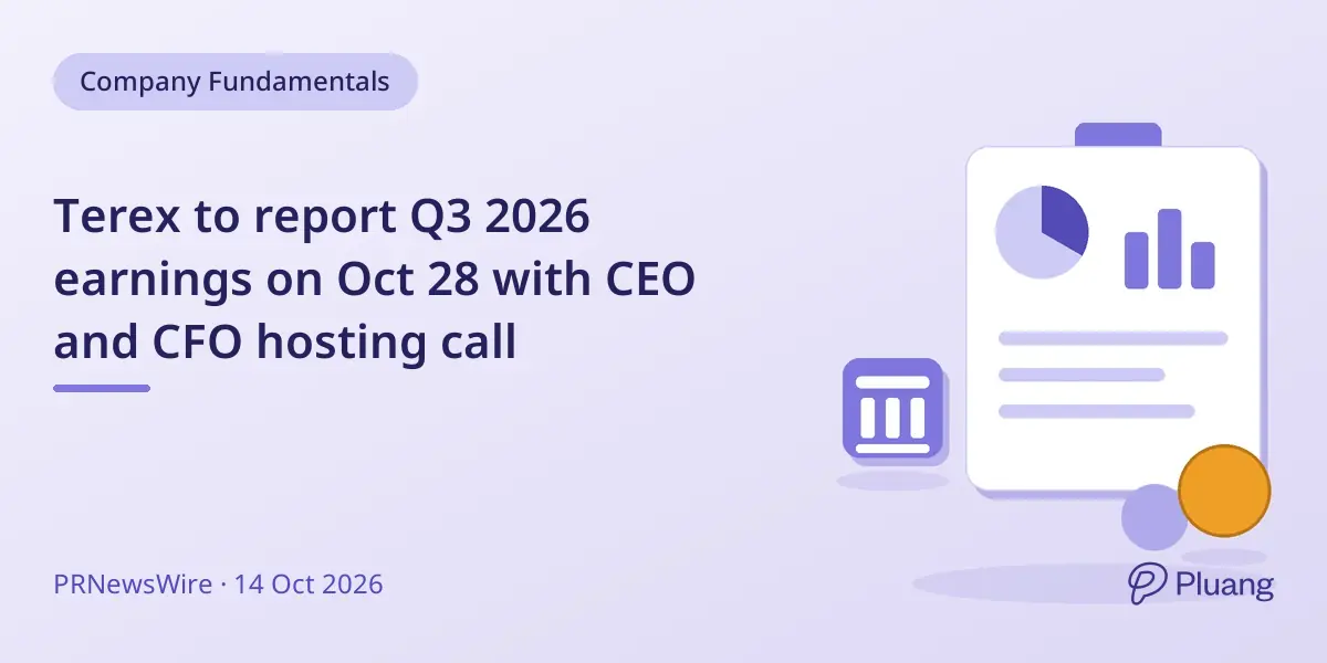 Terex to report Q3 2026 earnings on Oct 28 with CEO and CFO hosting call
