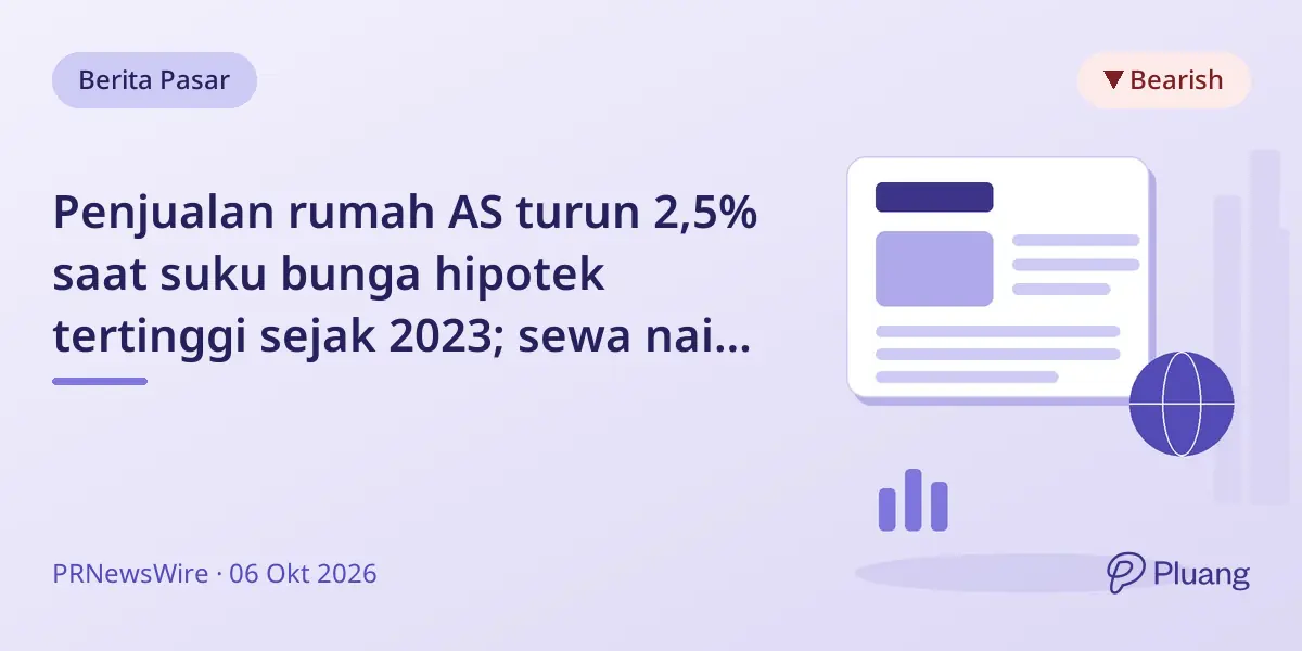 Penjualan rumah AS turun 2,5% saat suku bunga hipotek tertinggi sejak 2023; sewa naik 2,7% dengan kenaikan tahunan tertinggi sejak 2025