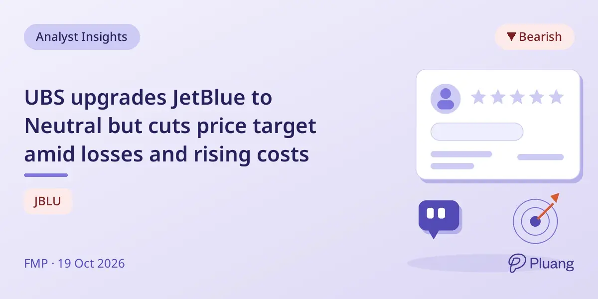 UBS upgrades JetBlue to Neutral but cuts price target amid losses and rising costs
