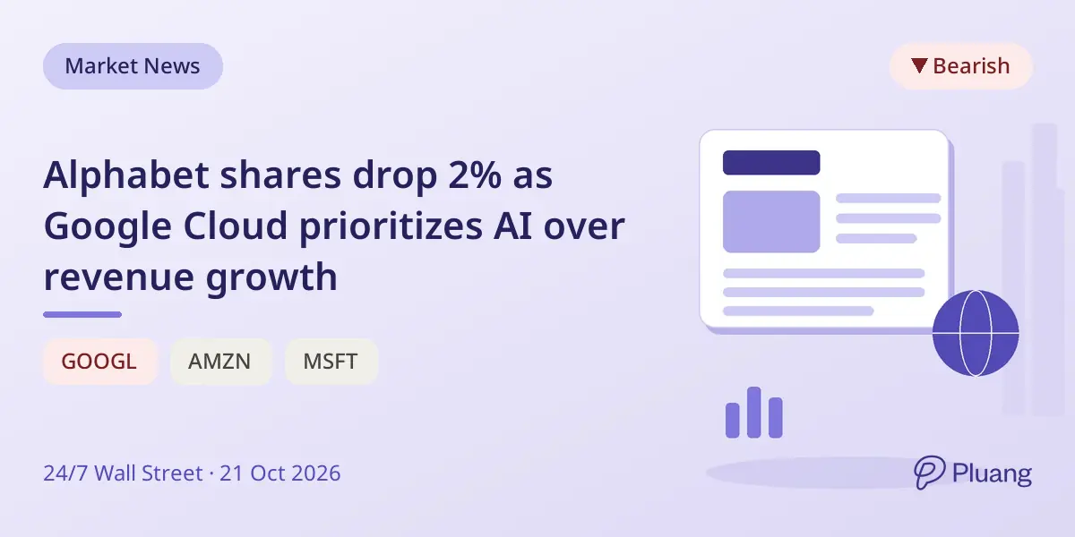 Alphabet shares drop 2% as Google Cloud prioritizes AI over revenue growth
