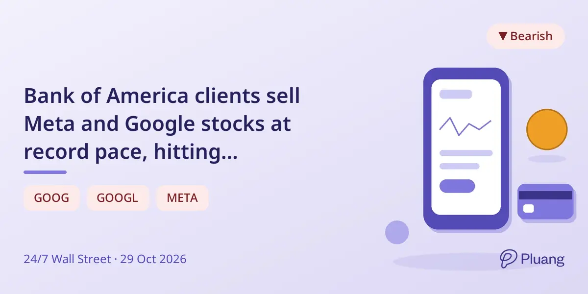 Bank of America clients sell Meta and Google stocks at record pace, hitting communication services sector hard.