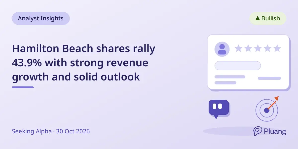 Hamilton Beach shares rally 43.9% with strong revenue growth and solid outlook