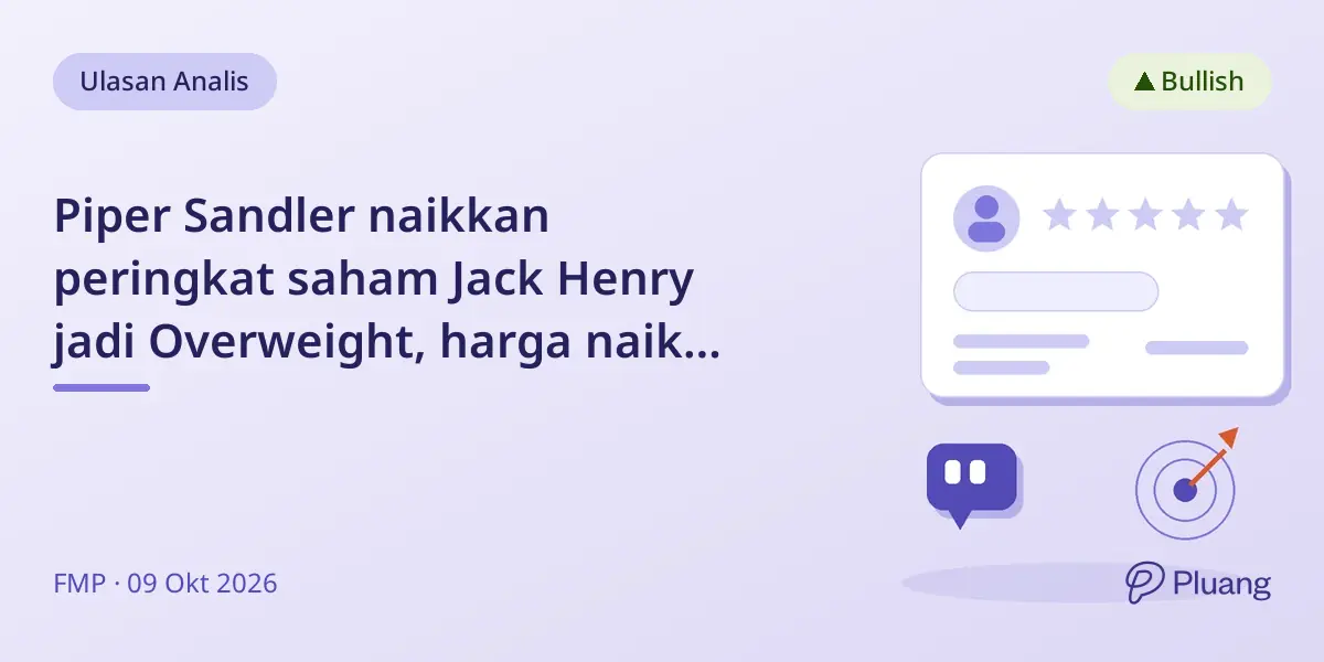 Piper Sandler naikkan peringkat saham Jack Henry jadi Overweight, harga naik 2,31%.