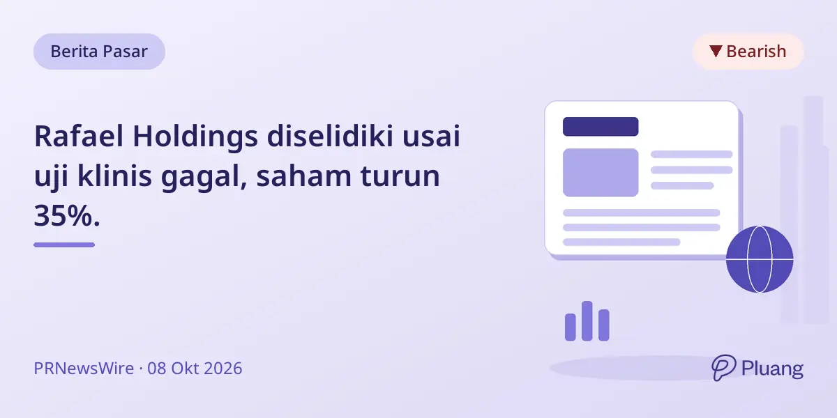 Rafael Holdings diselidiki usai uji klinis gagal, saham turun 35%.