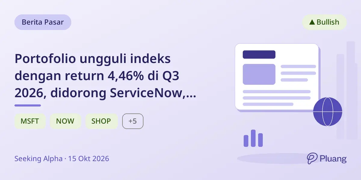 Portofolio ungguli indeks dengan return 4,46% di Q3 2026, didorong ServiceNow, Shopify, dan Microsoft.