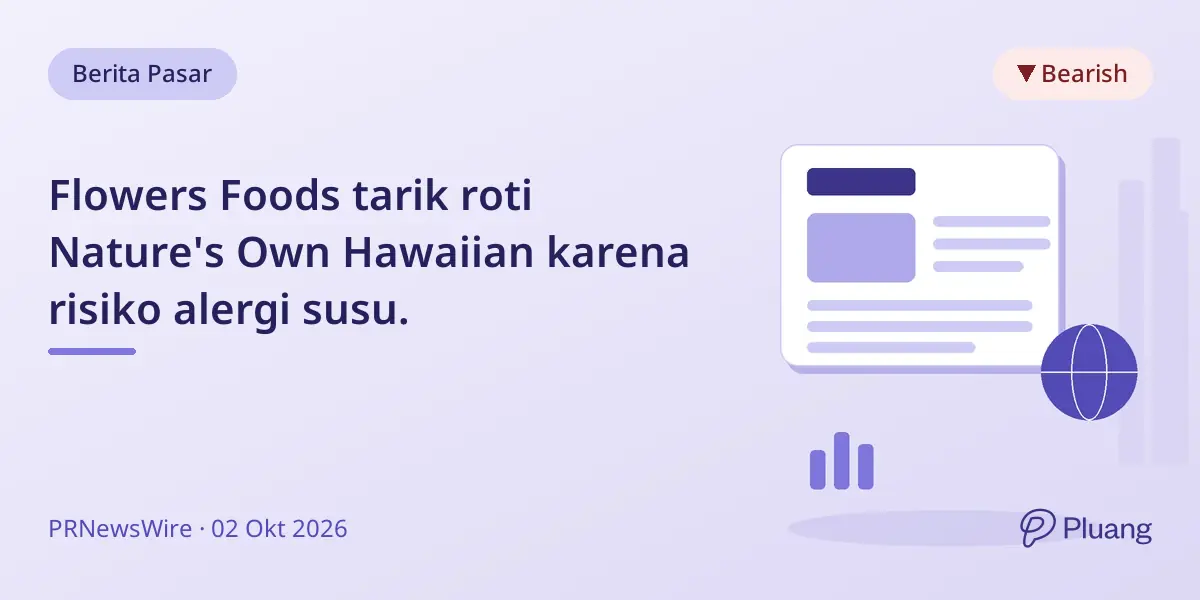 Flowers Foods tarik roti Nature's Own Hawaiian karena risiko alergi susu.