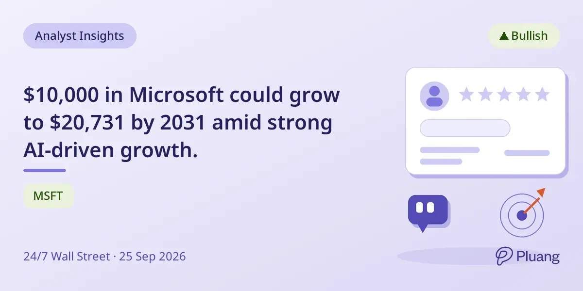 $10,000 in Microsoft could grow to $20,731 by 2031 amid strong AI-driven growth.