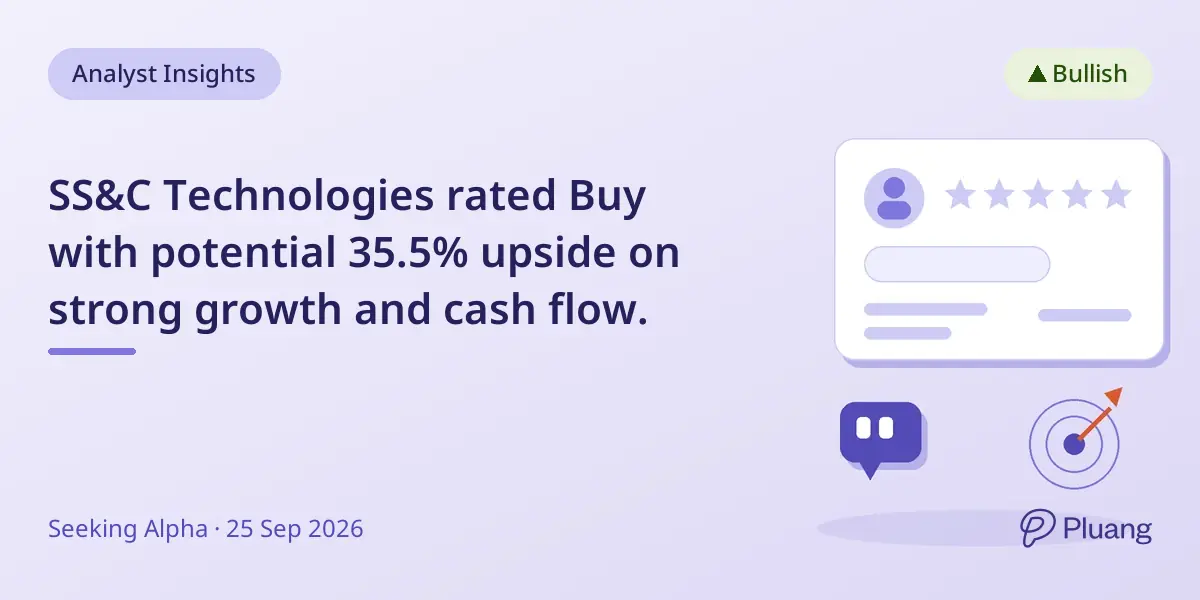 SS&C Technologies rated Buy with potential 35.5% upside on strong growth and cash flow.