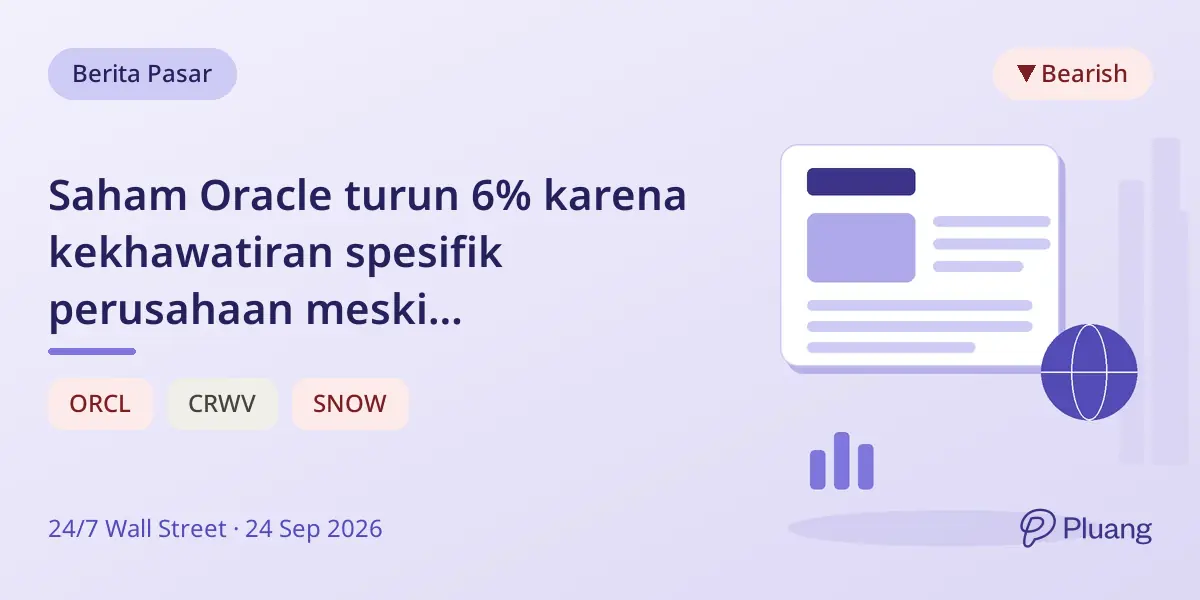 Saham Oracle turun 6% karena kekhawatiran spesifik perusahaan meski pertumbuhan cloud kuat.