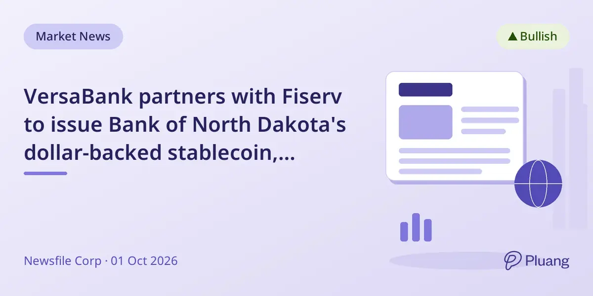 VersaBank partners with Fiserv to issue Bank of North Dakota's dollar-backed stablecoin, Roughrider Coin.