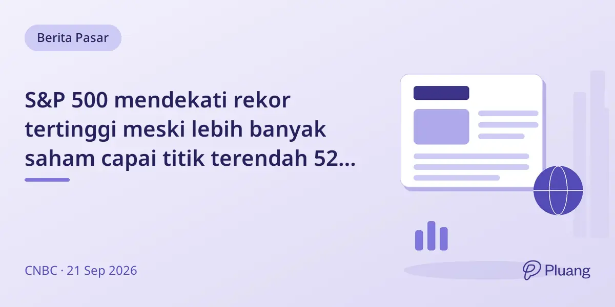S&P 500 mendekati rekor tertinggi meski lebih banyak saham capai titik terendah 52 minggu.