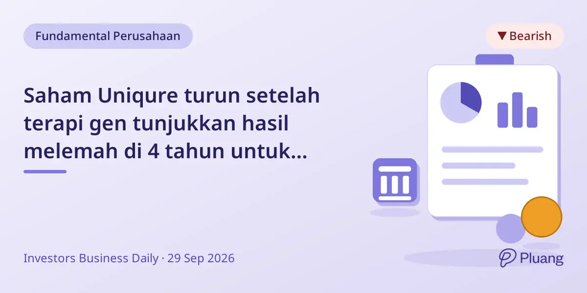 Saham Uniqure turun setelah terapi gen tunjukkan hasil melemah di 4 tahun untuk penyakit Huntington