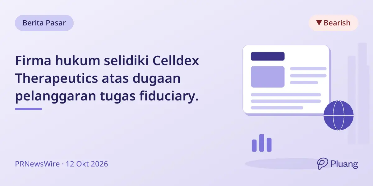 Firma hukum selidiki Celldex Therapeutics atas dugaan pelanggaran tugas fiduciary.